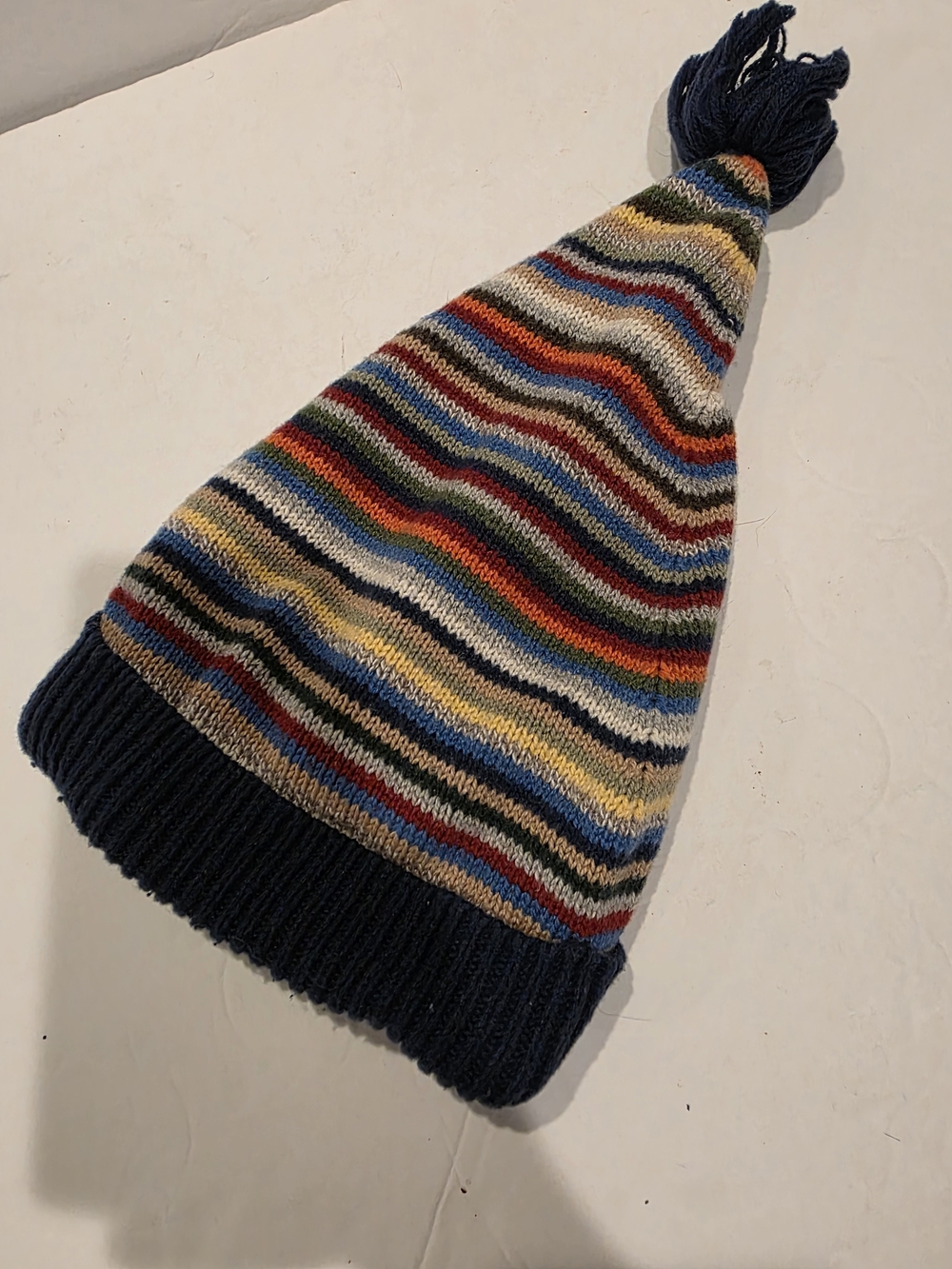 Baby GAP Toddler Navy Multi-Stripe Knit Beanie with Pom Size 2 3t Cute